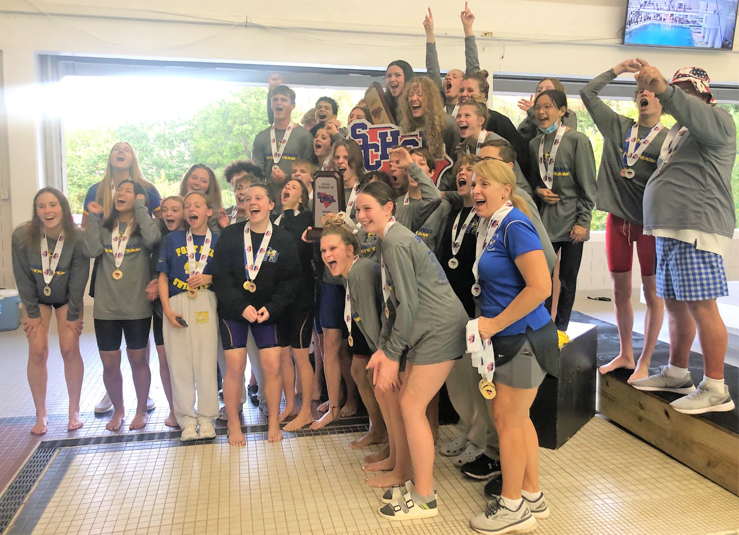 Finally Its Fort Mill Jackets Girls Swim Team Brings Home 2022 5a State Swim Title Fort